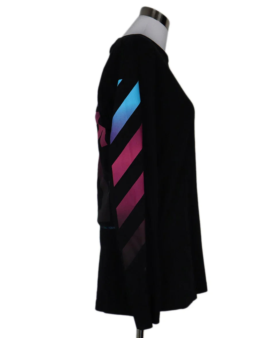 Off-White Black Purple & Blue Print Shirt sz 8 l Michael's Luxury