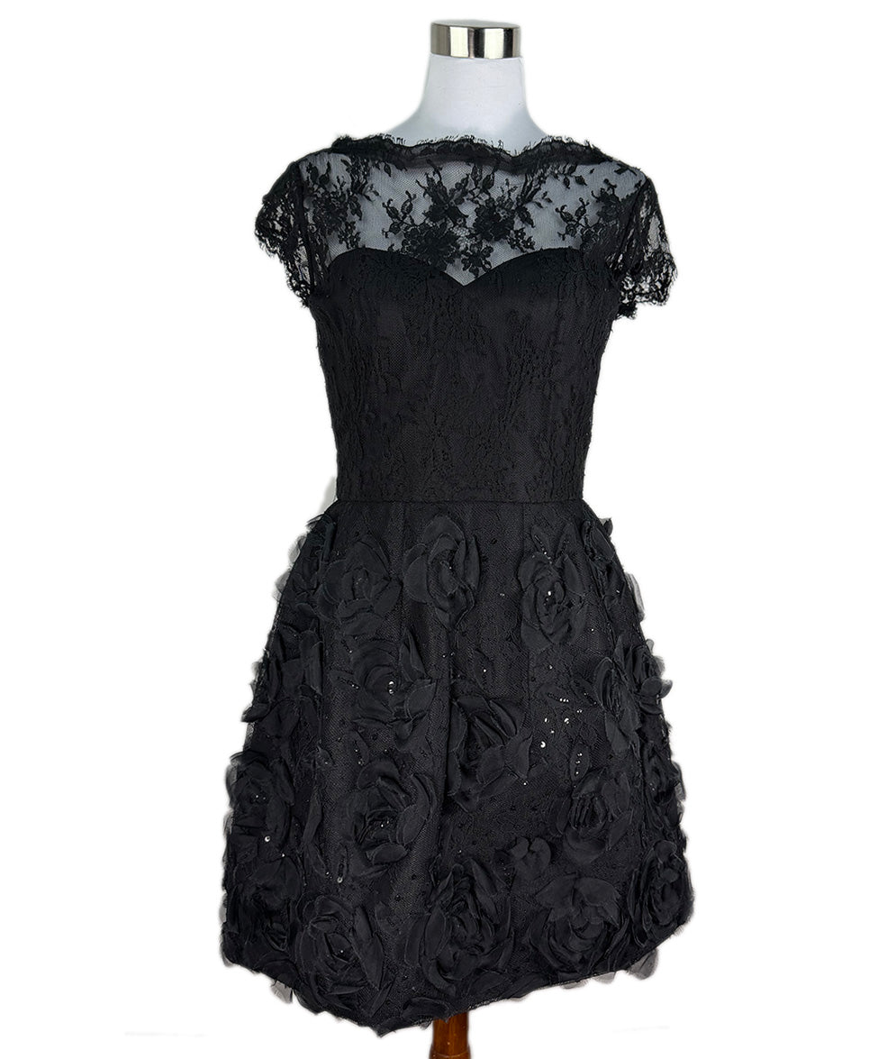 black lace floral embroidered dress Sequin And Embroidered Lace Inset Maxi Dress - Black Multi