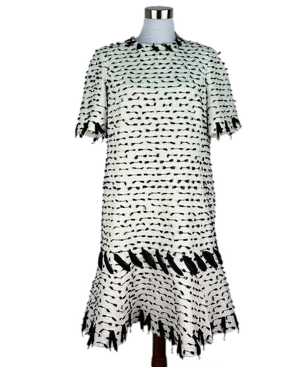 Oscar De La Renta Black and White Ribbon Detail Dress sz 8 l