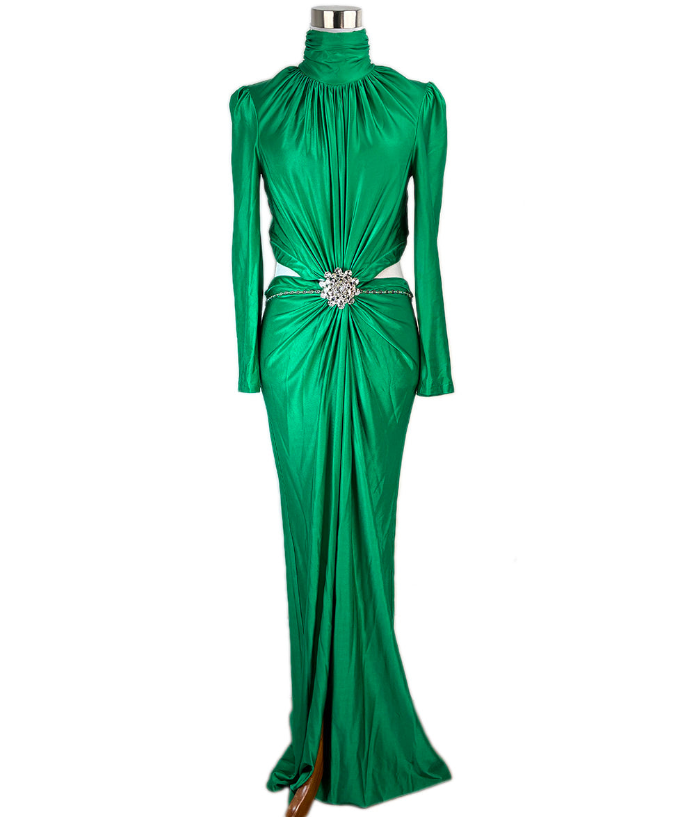 paco rabanne green dress Rabanne Lace-Trim Pleated Slip Dress In Green - 50% Off