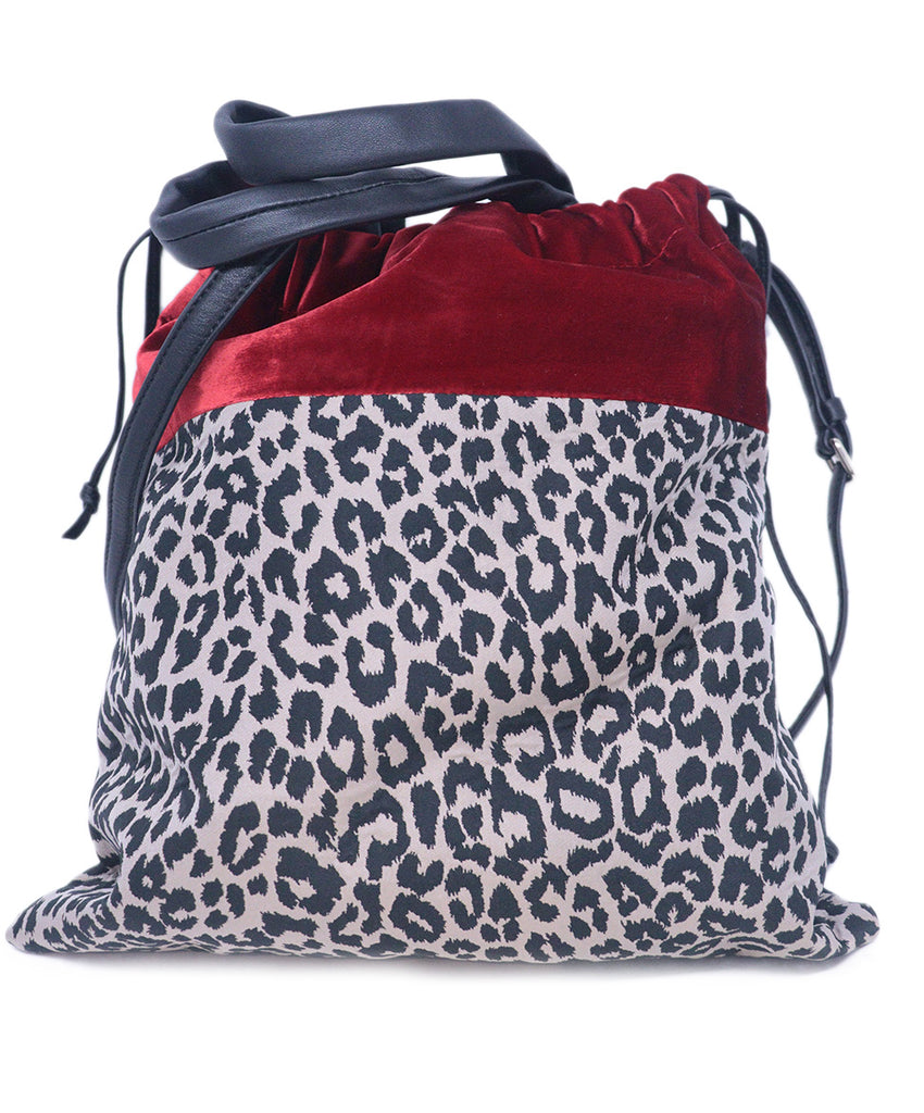 Paule Ka Red Velvet & Leopard Print Bag 2