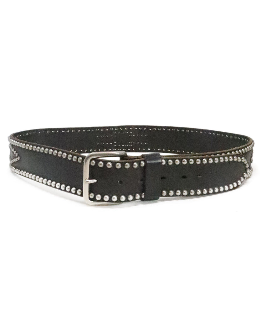 Polo Black Leather Studded Belt 