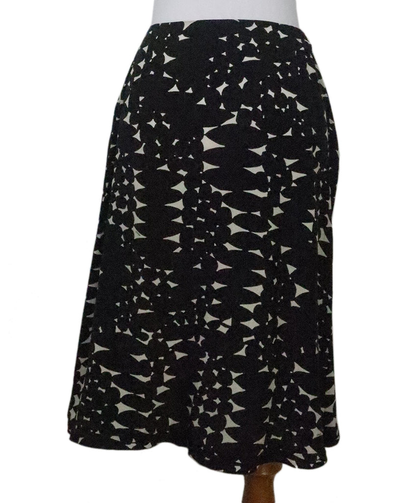 Prada B&W Print Silk Skirt 