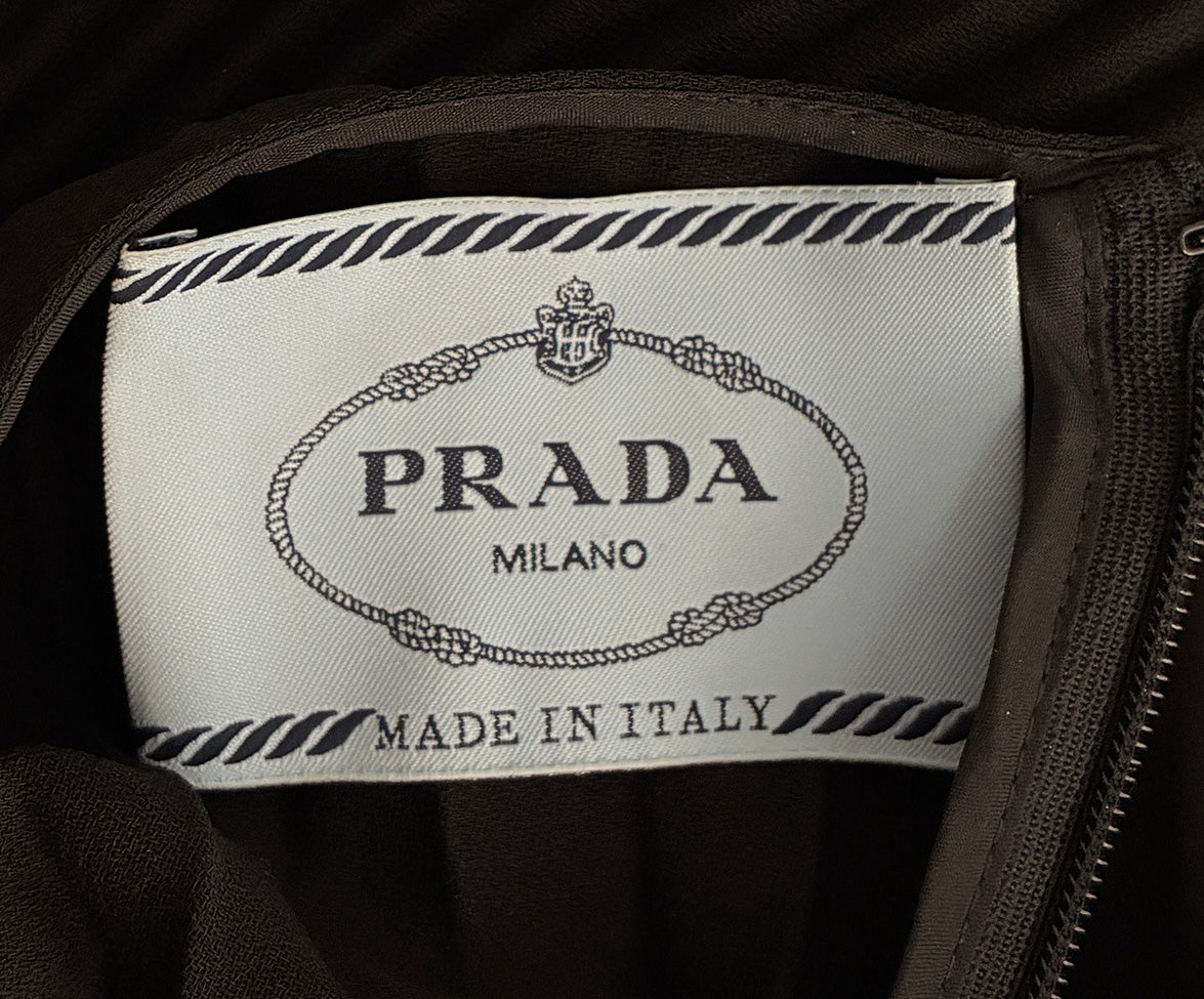 Prada Black Pleated W/Slip Dress sz 8 l Michael's Luxury Consignment   Michael's Consignment NYC