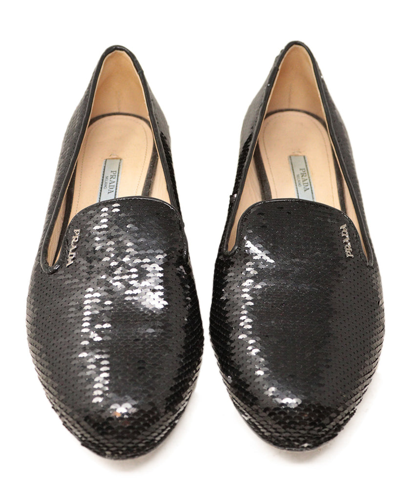 Prada Black Sequin Flats 3