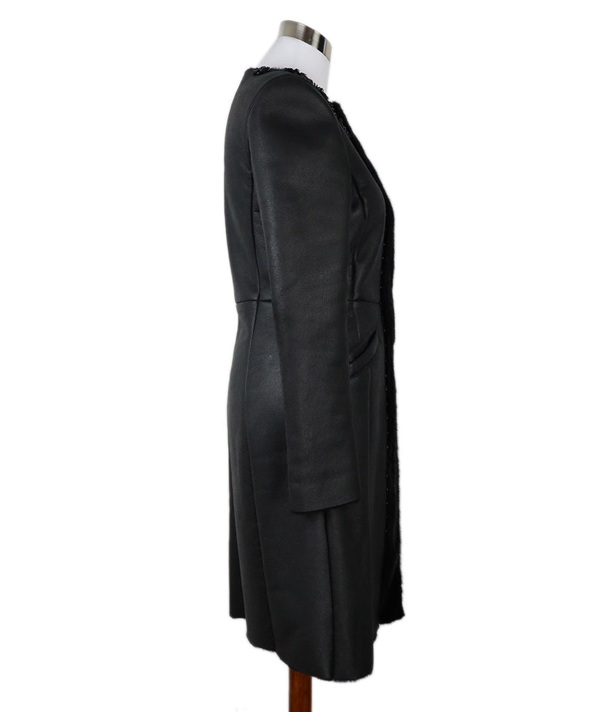 Prada Black Mink Trim Coat 1