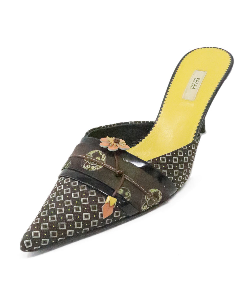 Prada Brown Print Heeled Mules 