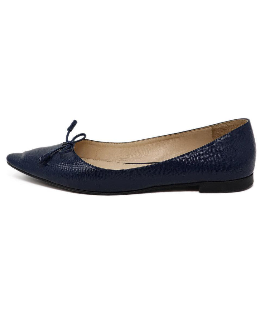 Prada Blue Patent Leather Bow Trim Flats 1
