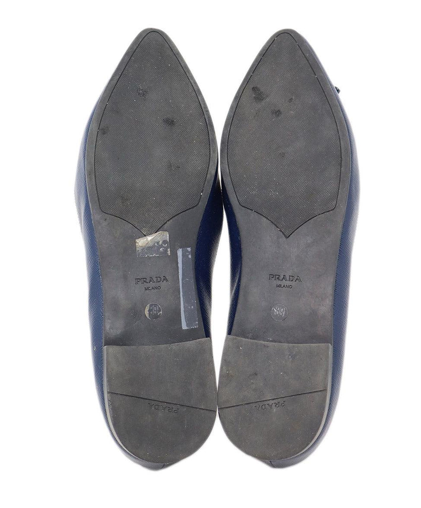 Prada Blue Patent Leather Bow Trim Flats 4