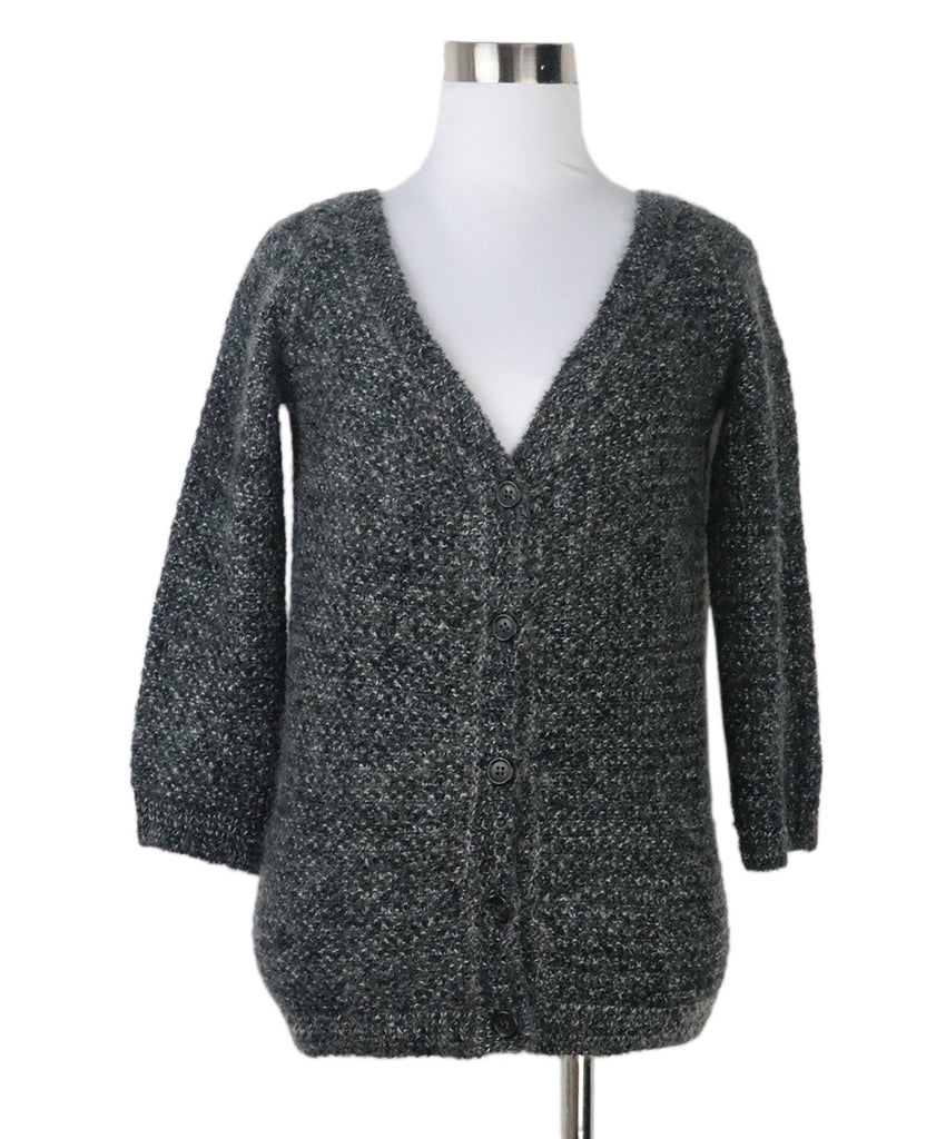 Prada Charcoal Mohair Cardigan Sweater 