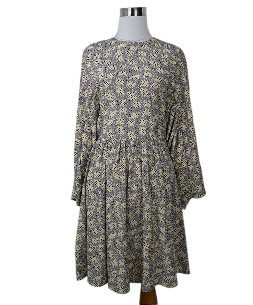 Prada Ivory & Grey Print Silk Dress 