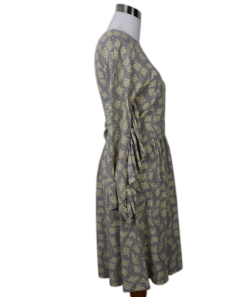 Prada Ivory & Grey Print Silk Dress 1