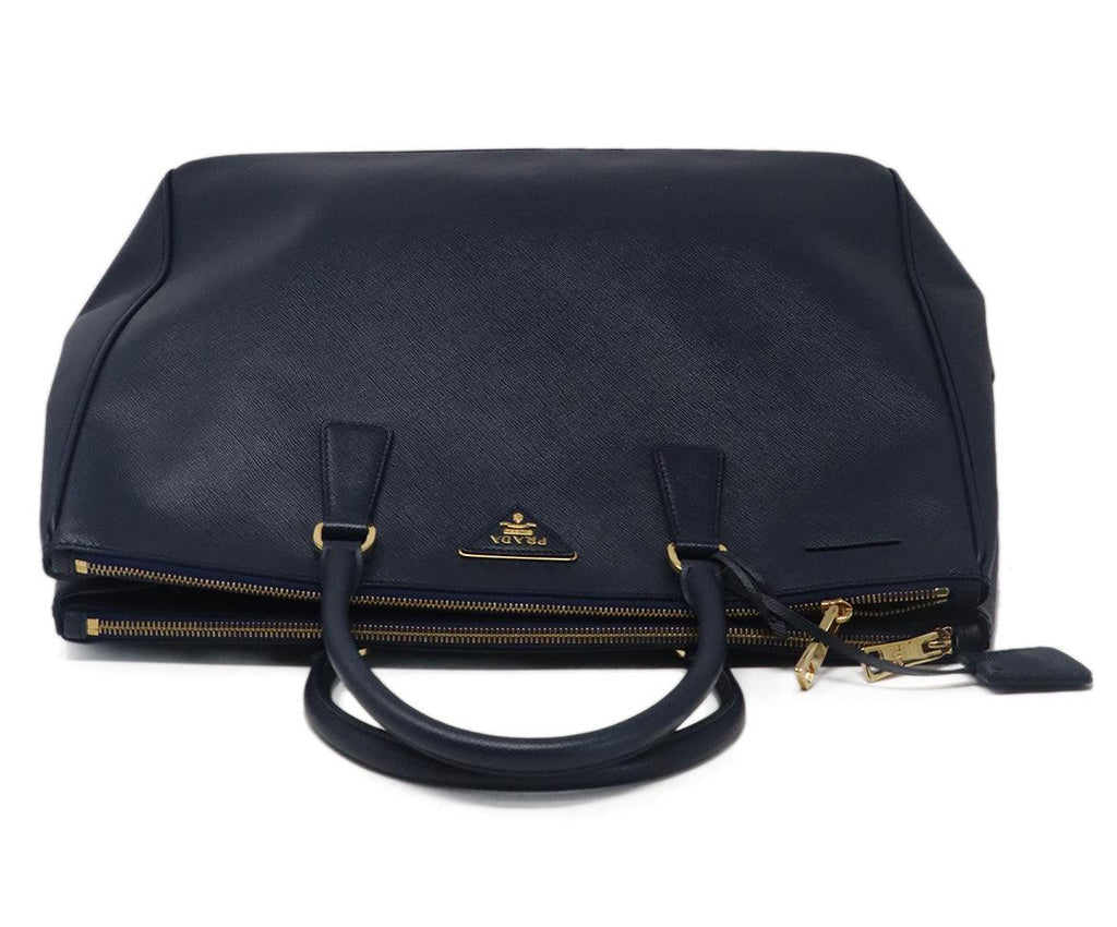 Prada Navy Blue Leather Large Tote 4