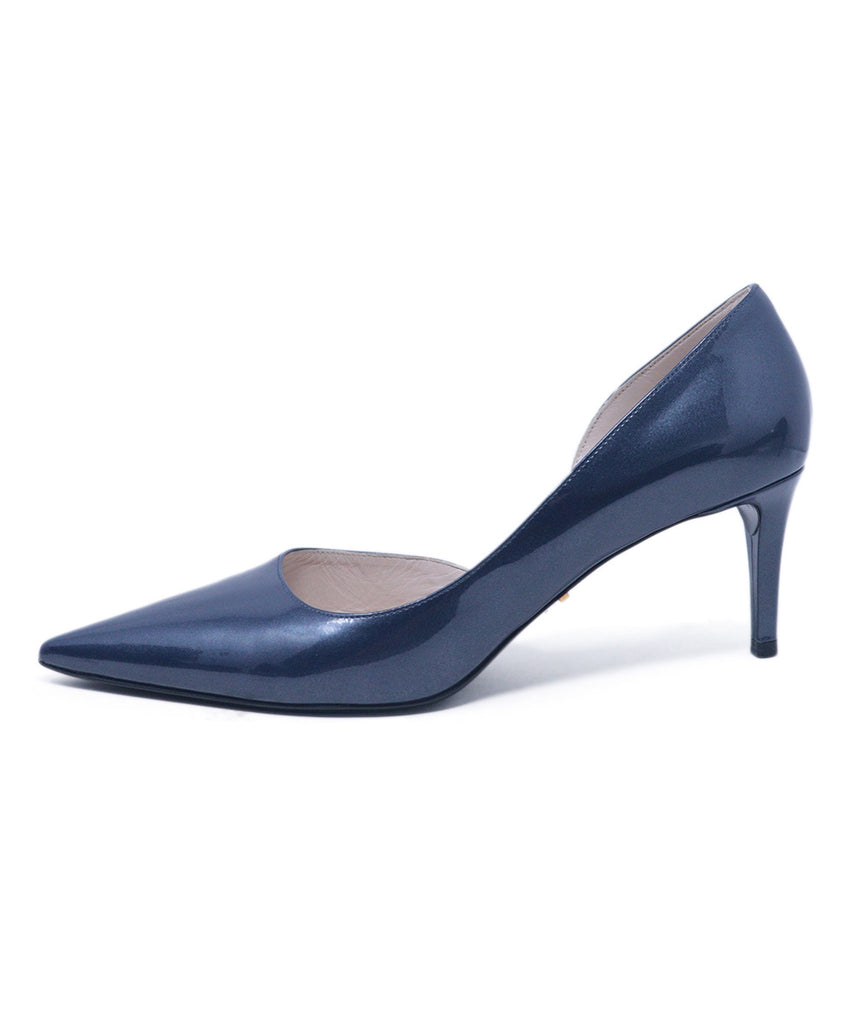 Prada Metallic Navy Patent Leather Heels 1