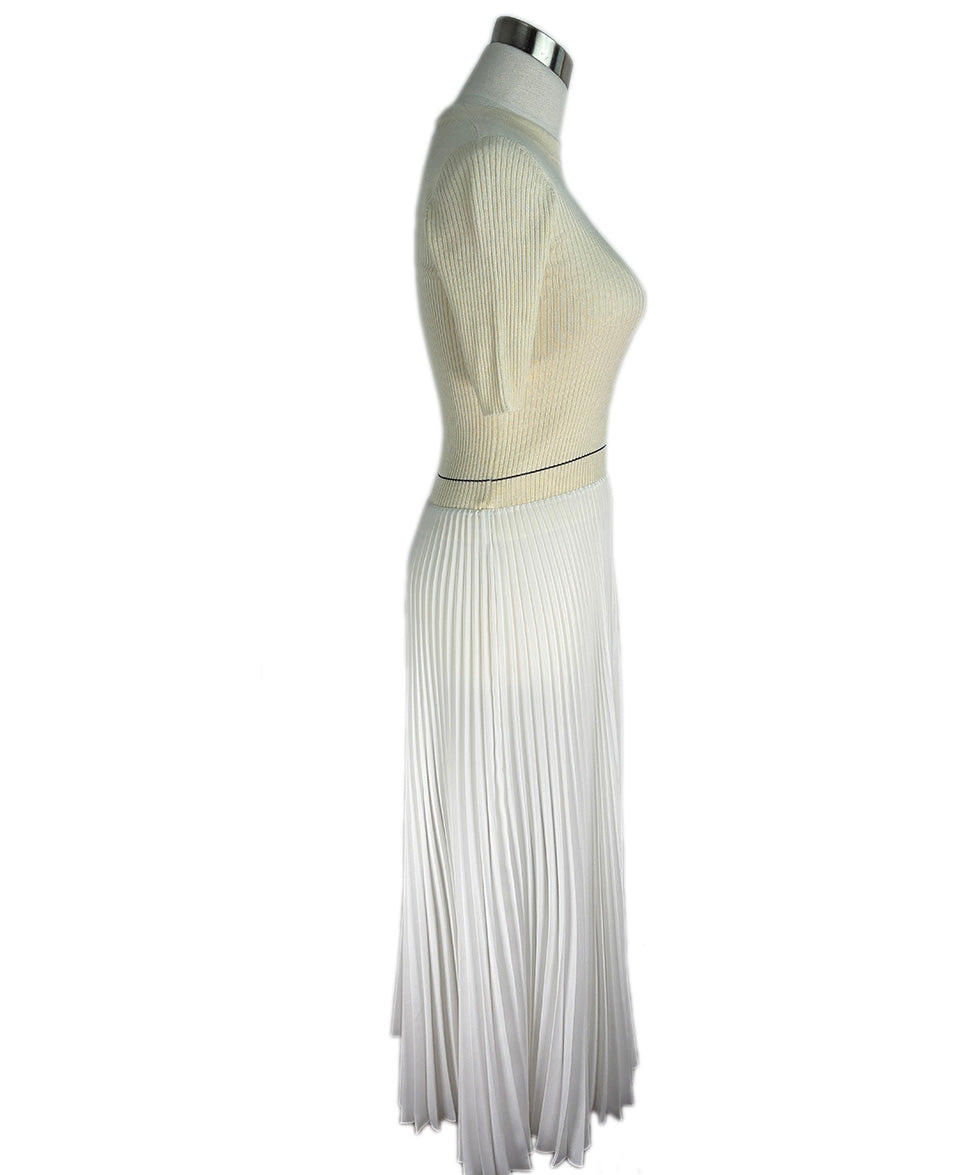 Prada Neutral Knit White Pleated Dress sz 2