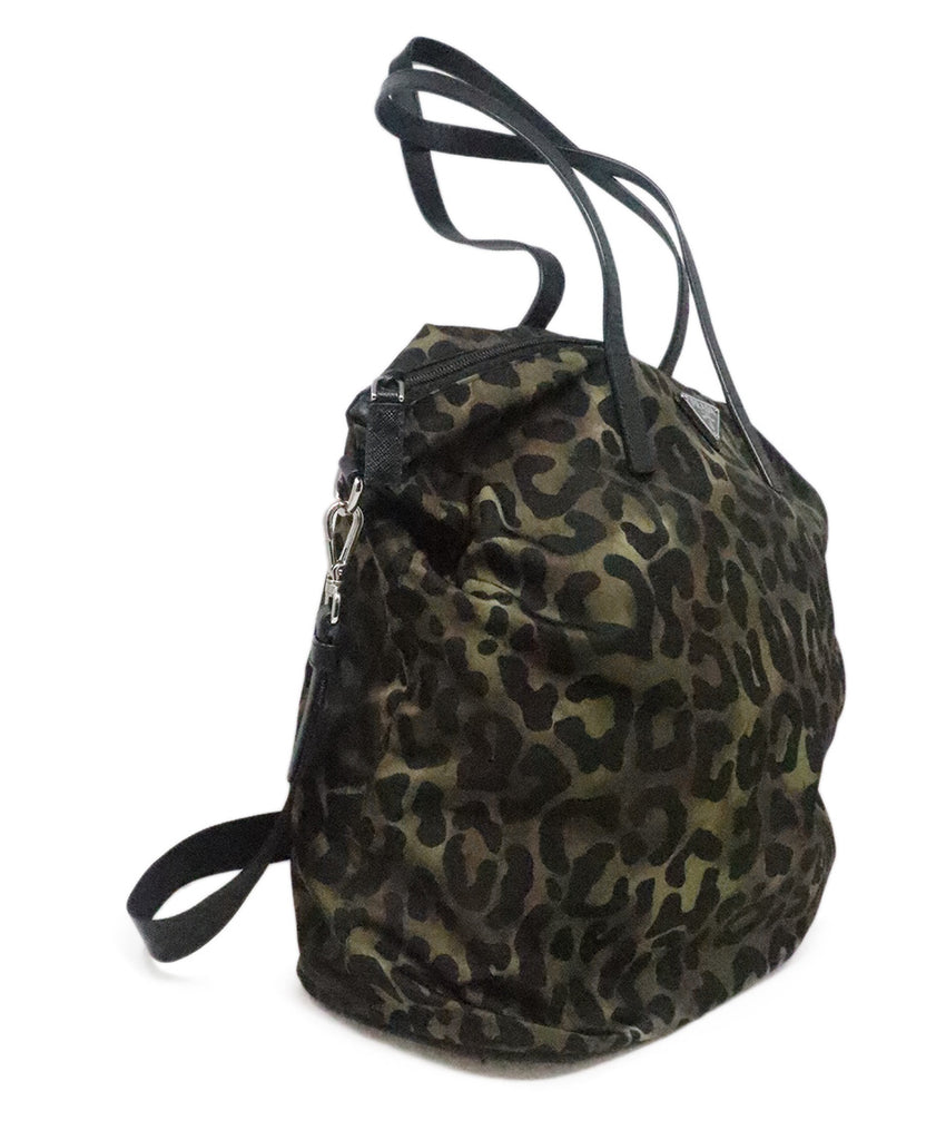 Prada Olive Green Leopard Print Tote 1