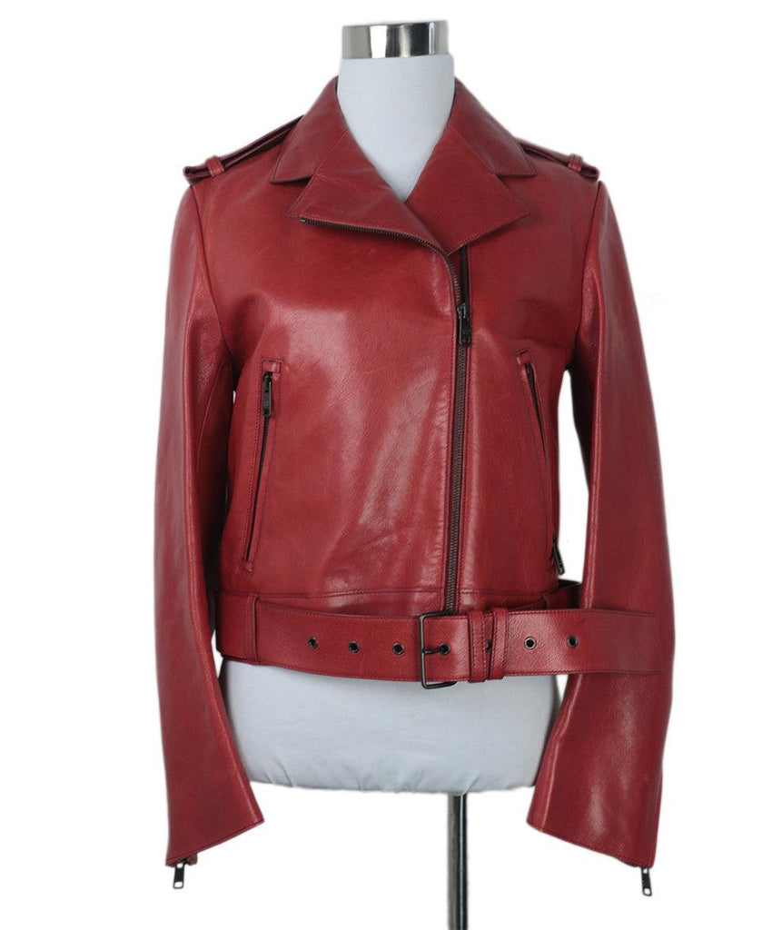 Prada Red Leather Moto Jacket 