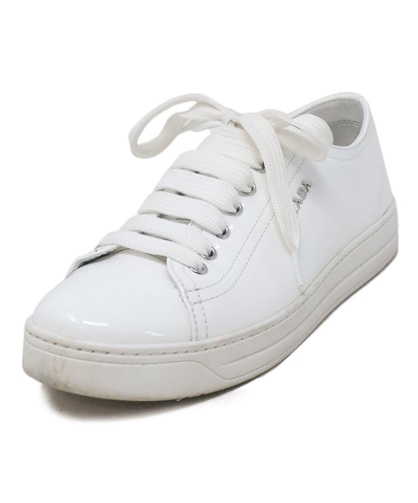 Prada White Patent Leather Sneakers 