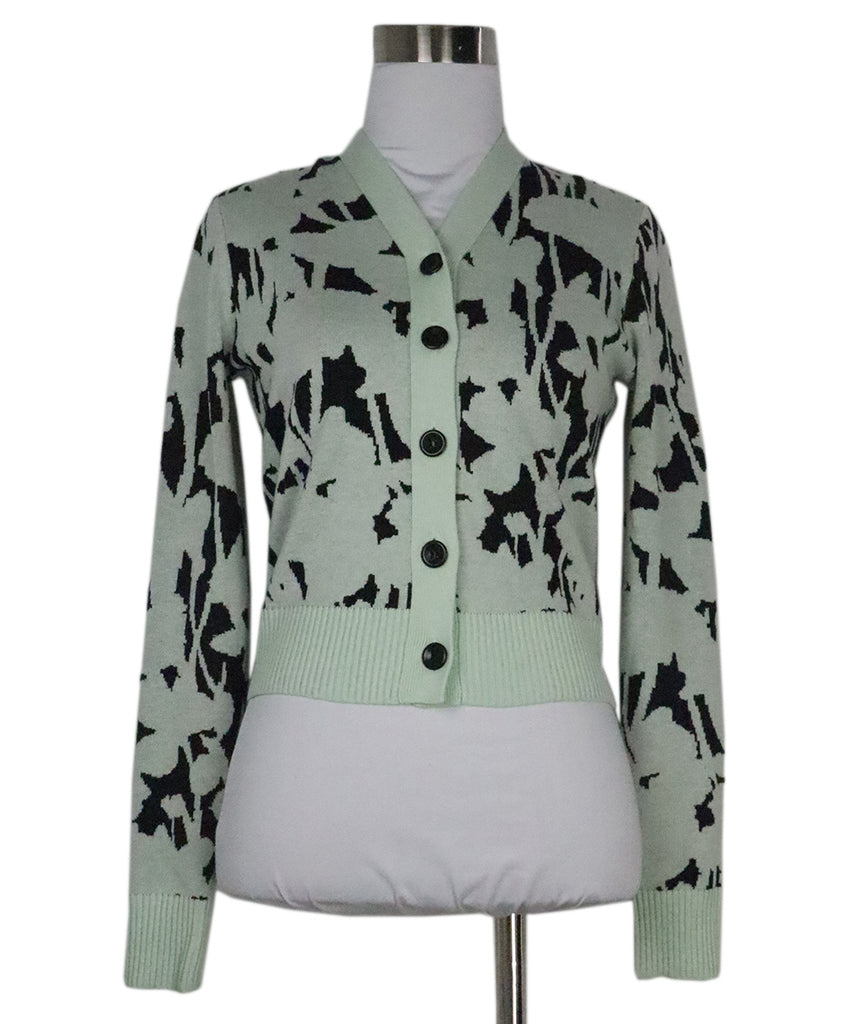 Proenza Schouler Black & Mint Wool Cardigan 