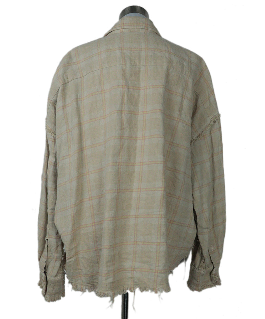 R13 Beige & Pink Plaid Flannel Shirt 2