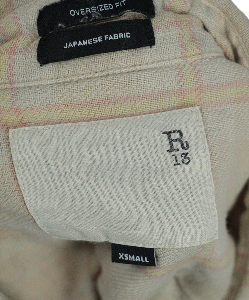 R13 Beige & Pink Plaid Flannel Shirt 3