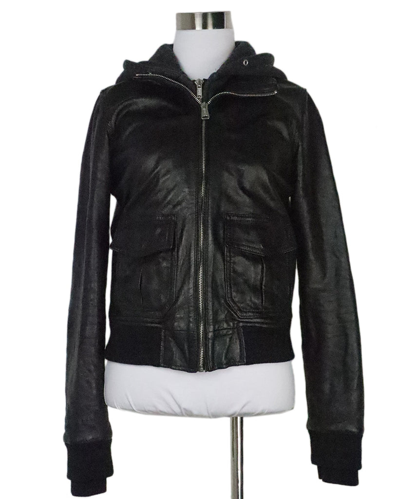 R13 Black Leather & Knit Jacket 