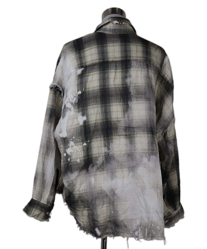 R13 Grey & Beige Plaid Flannel Shirt 2