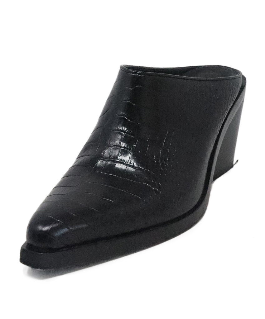 Rag & Bone Black Pressed Leather Mules 