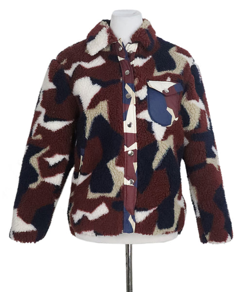 Rag & Bone FUZZY Navy & Red Jacket sz 4