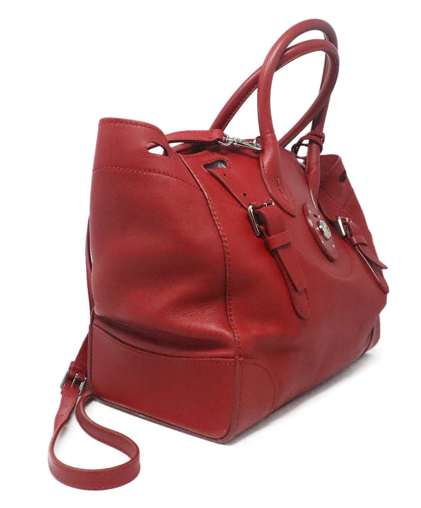 Ralph Lauren Red Leather Satchel 1