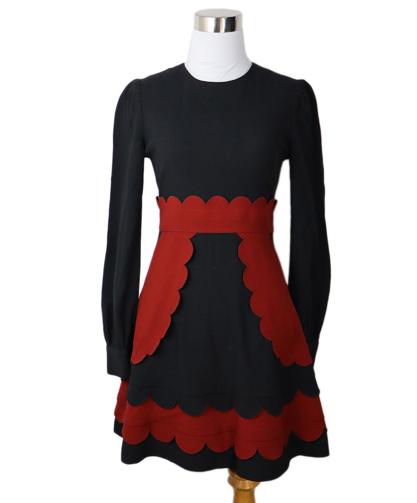 Red Valentino Black & Red Scallop Dress 