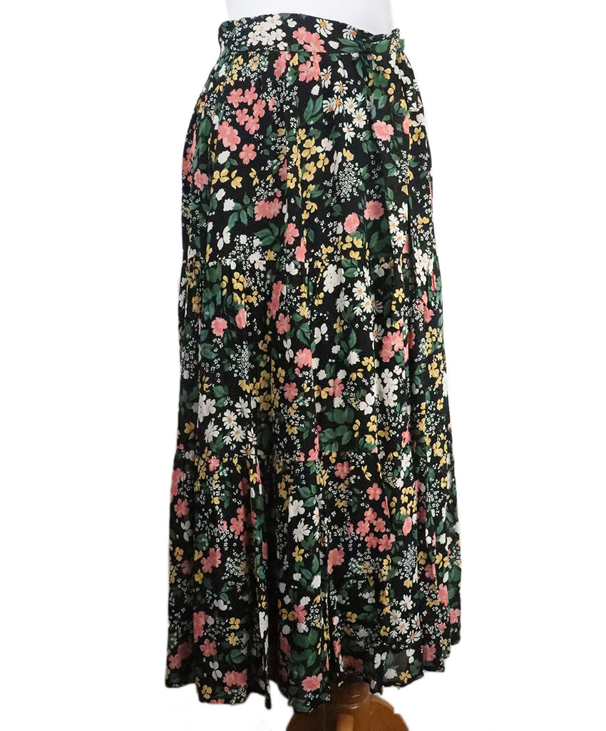 Reformation Black Floral Print Skirt 