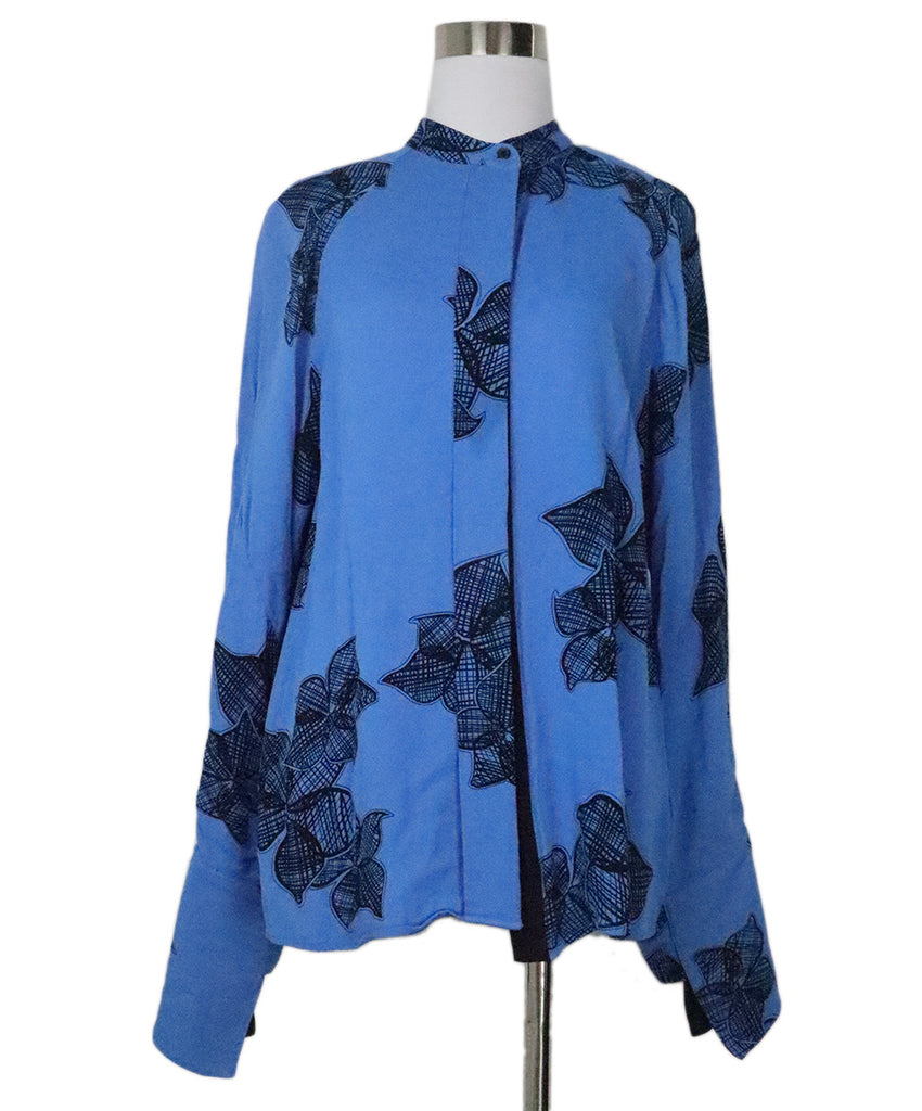 Reiss Blue & Black Print Blouse 