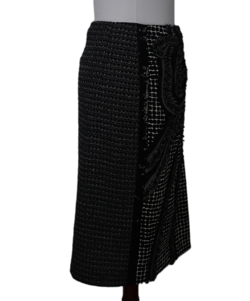 Rena Lange Black & White Wool Sequins Skirt 1