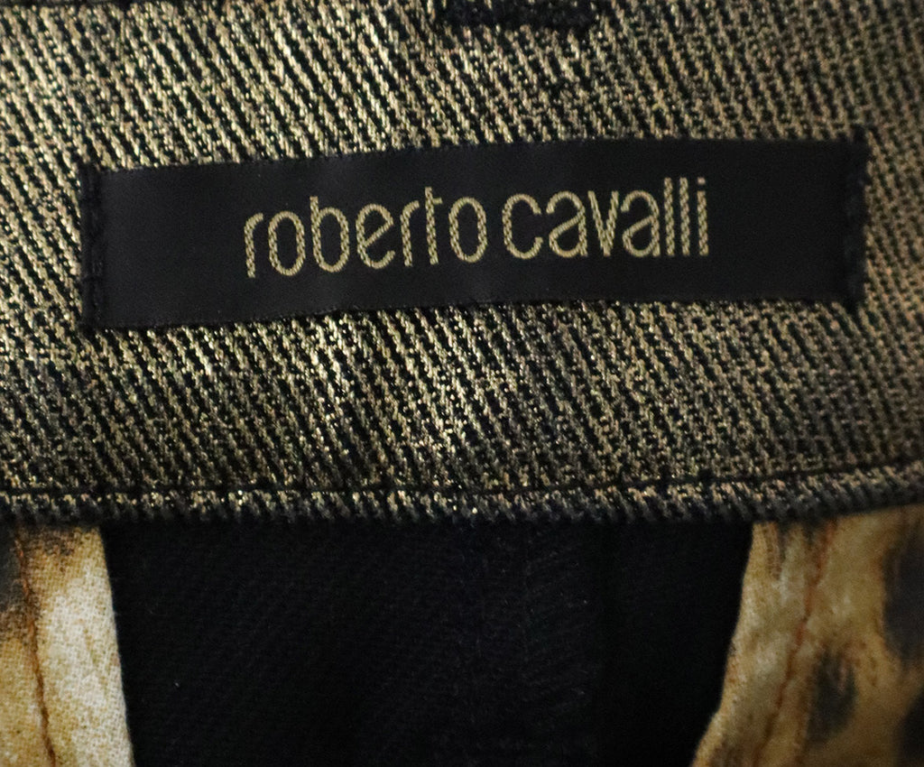 Roberto Cavalli Metallic Gold Coated Cotton Pants 2