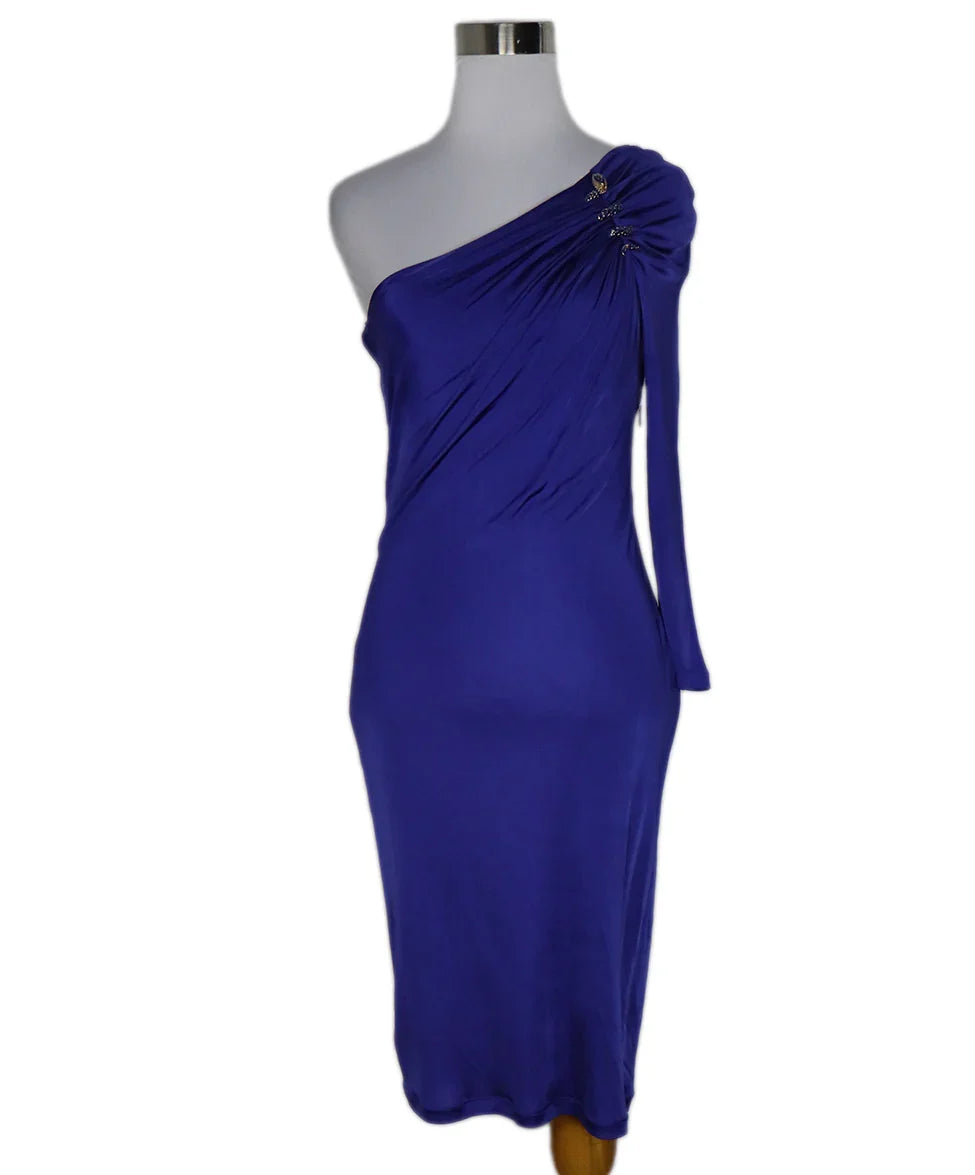 Roberto Cavalli Purple Viscose Gold Enamel Embellishment Dress sz 4 l Michael's Luxury Consignment Michael's Consignment NYC Roberto Cavalli Purple Viscose Gold Enamel Embellishment Dress sz 4 l Michael's Luxury Consignment Michael's Consignment NYC