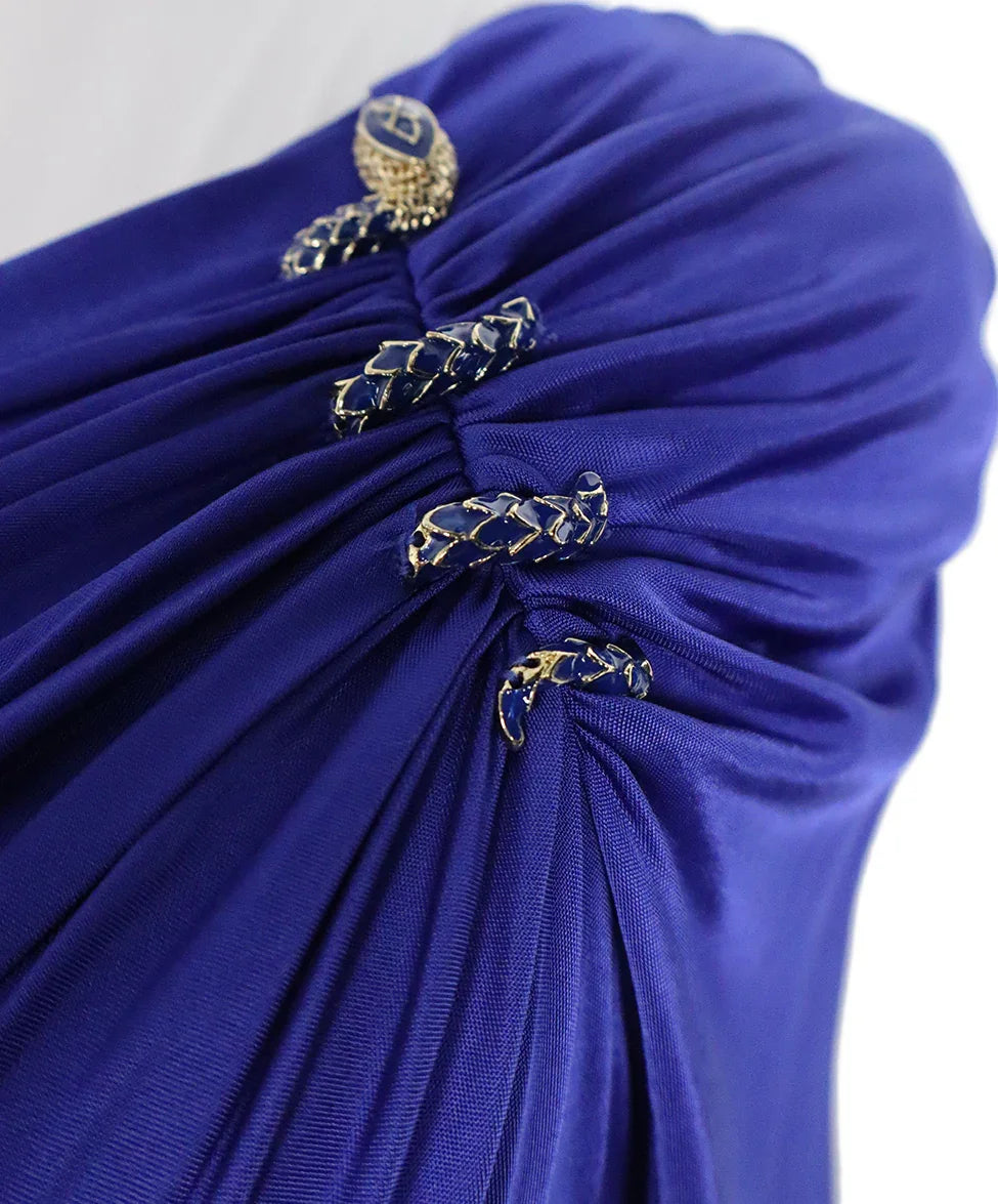 Roberto Cavalli Purple Viscose Gold Enamel Embellishment Dress sz 4