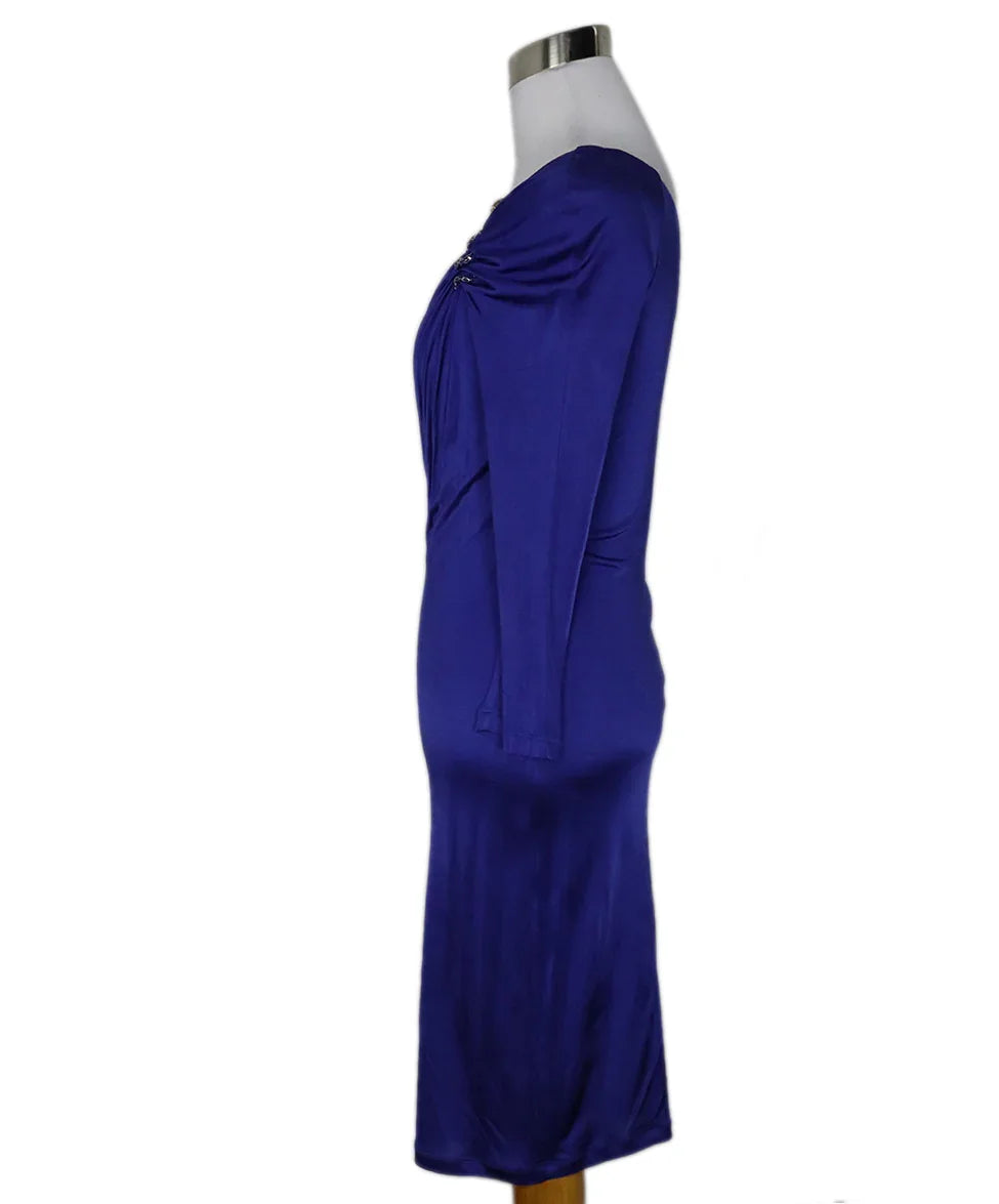 roberto cavalli purple dress Roberto Cavalli Purple Viscose Gold Enamel Embellishment Dress sz 4