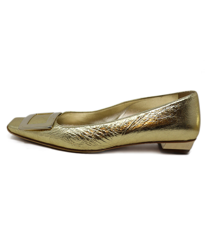 Roger Vivier Gold Crinkled Leather Heels 1