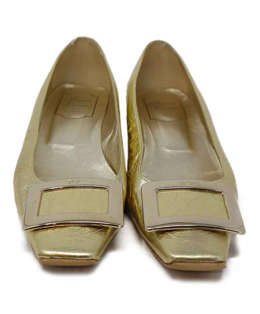 Roger Vivier Gold Crinkled Leather Heels 3