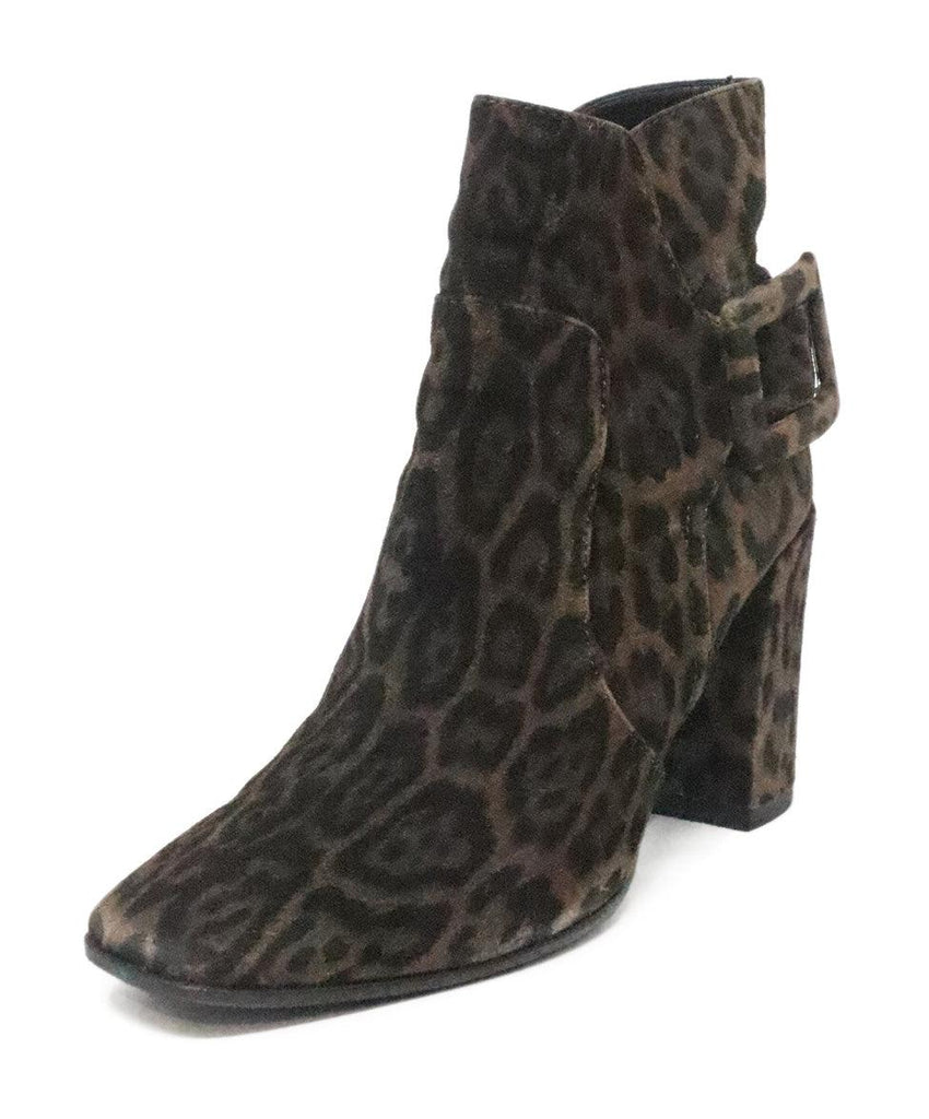 Roger Vivier Leopard Print Suede Booties 