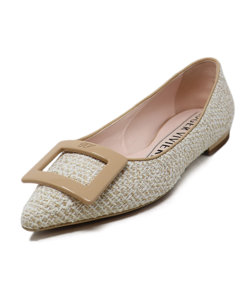 Roger Vivier Neutral Tweed Flats 