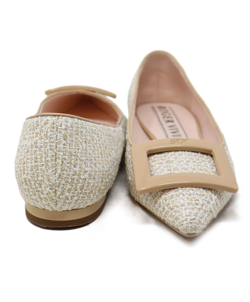 Roger Vivier Neutral Tweed Flats 2