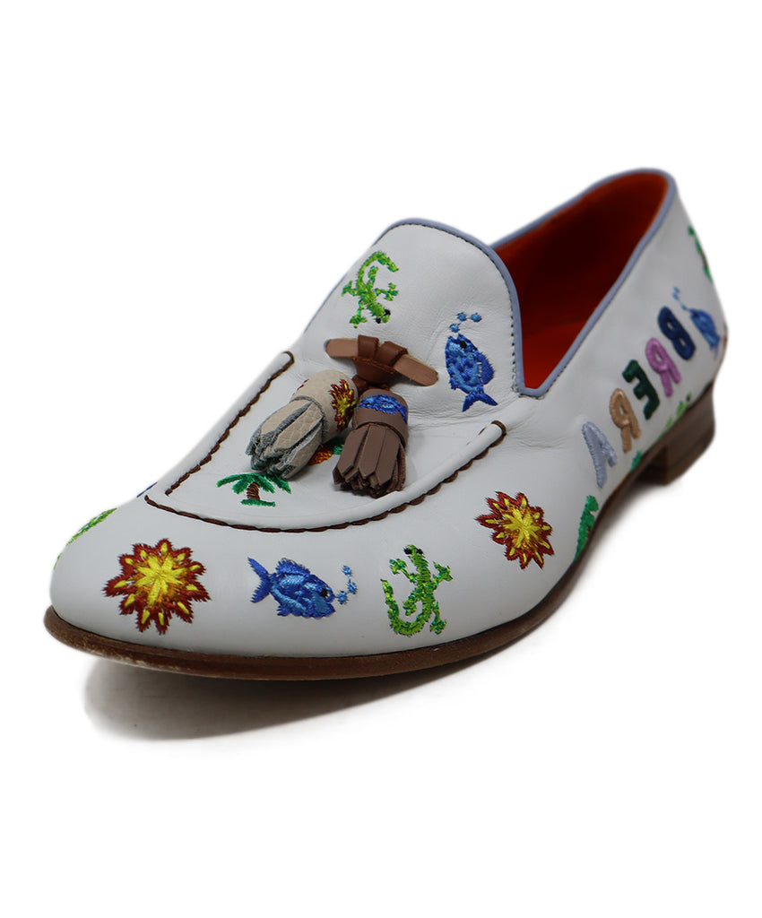 Rossetti White & Multicolored Embroidered Flats 