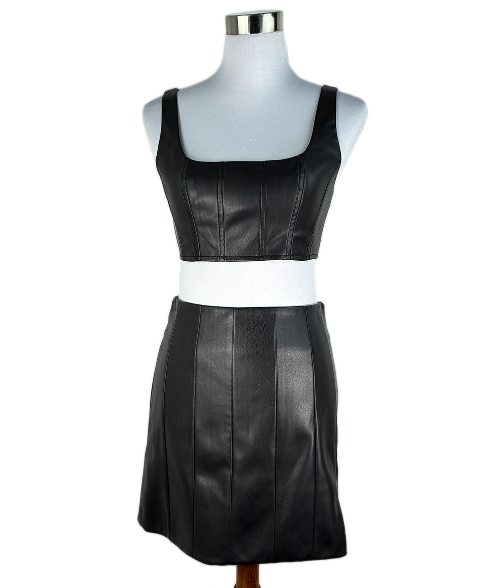 STAUD Black Vegan Leather 2 Piece Dress sz 6 l Michael's Luxury Consignment – Michael's Consignment NYC