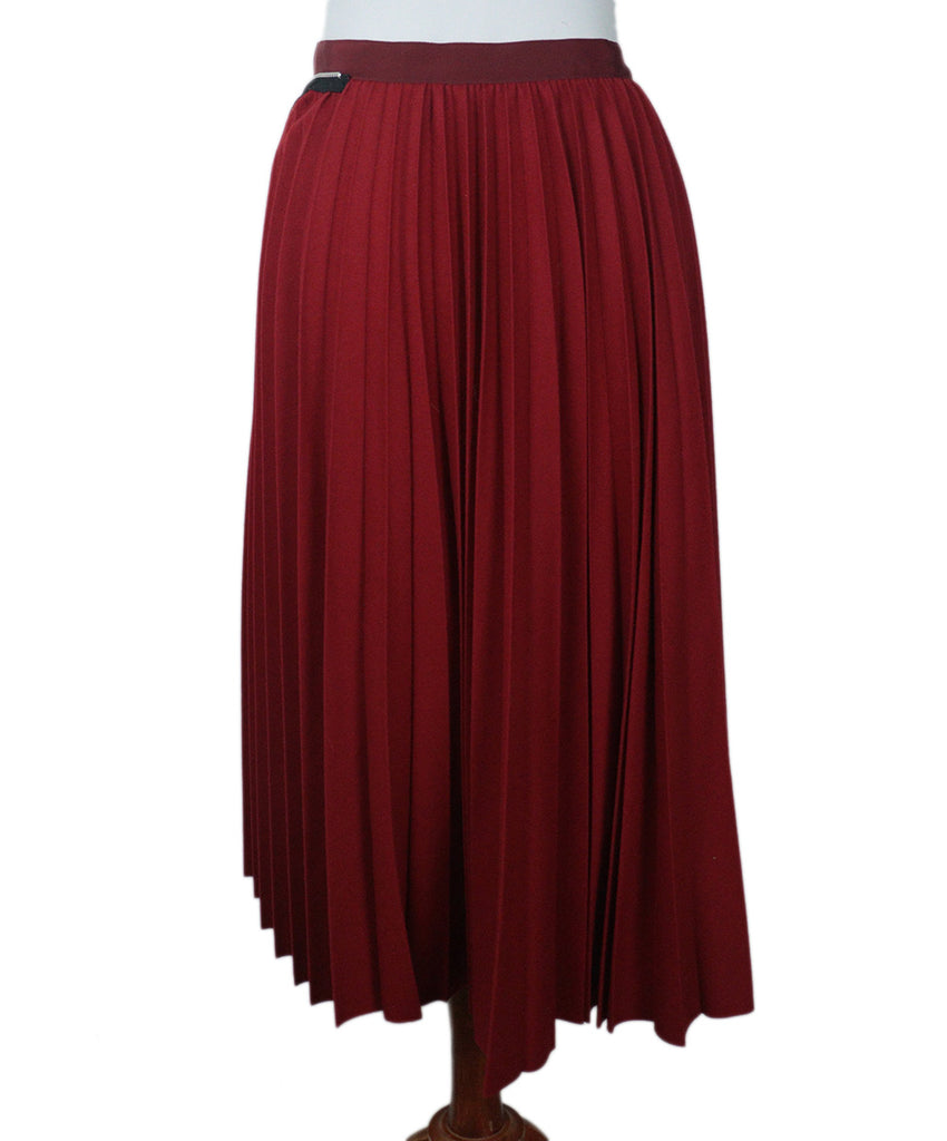 Sacai Red Pleated Wool Skirt 2