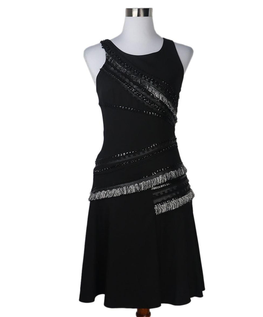 Sachin & Babi Black Leather Fringe & Sequin Dress 