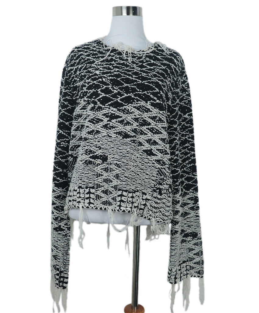 Saint Laurent B&W Fringe Sweater 