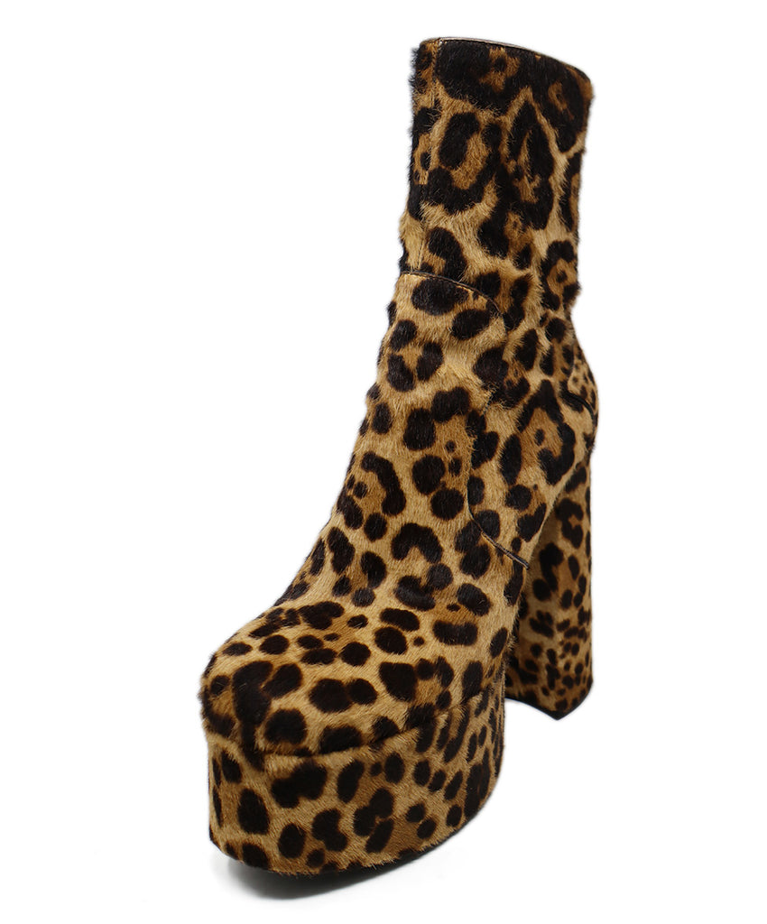 Saint Laurent Leopard Print Pony Fur Platforms 