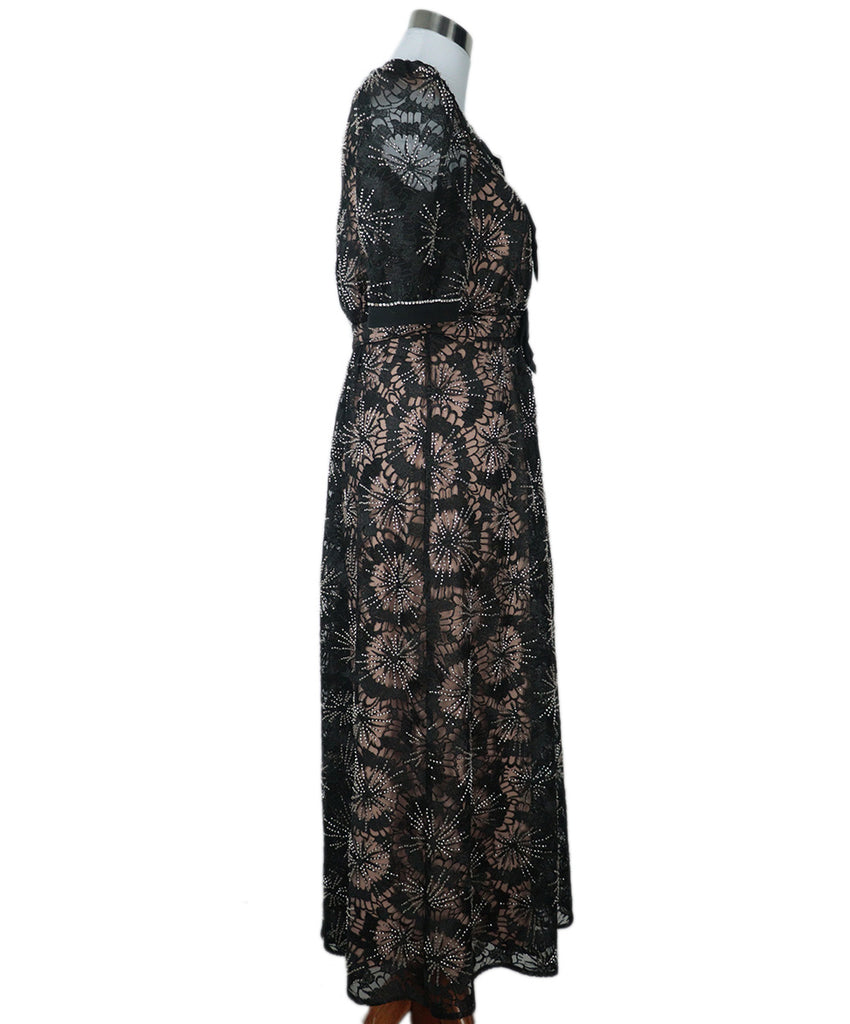 Saloni Black Lace Beaded Evening Dress 1